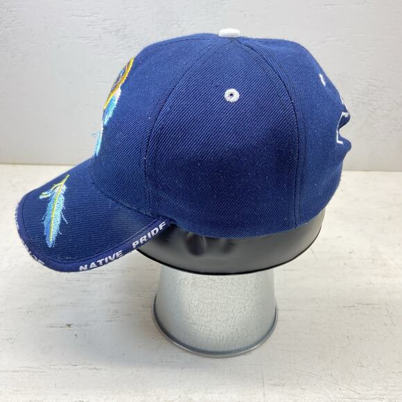Native Pride Indian Dream Catcher Feather Shadow Navy Blue Embroidered Cap Hat - Picture 3 of 9